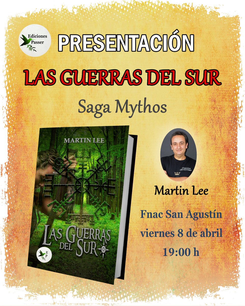 Mañana viernes a las 19:00 Martín Lee estará en la FNAC de San Agustín Valencia. No os perdáis la presentación , conoceréis al autor y podéis pedirle una firma en el momento .#Valencia #Fnac #fantasia #leerescultura #leer