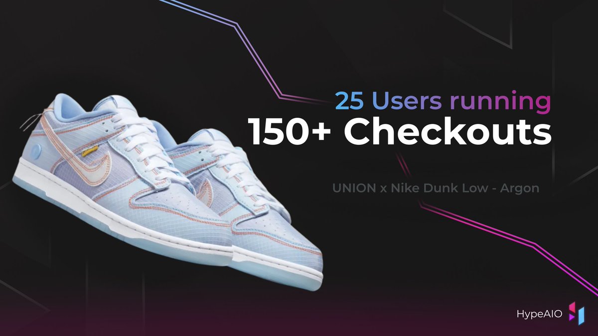 💥 KITH DOMINATION 💥

With only 25 users running, HypeAIO achieved 150+ checkouts on todays Union Dunk drop on Kith EU.

We're ready for tomorrow 👀

Want a free weekly key?
Like + RT 💜