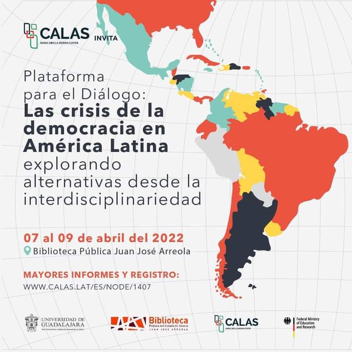 CalasCenter's tweet photo. 🤔 ¿Ya estás participando con el #CALASCenter en la #PlataformaParaElDiálogo «Las crisis de la democracia en América Latina»?
Comenzamos el debate de la primera jornada, en @BiblioJalisco 🗣.
🔴 Paneles en vivo por el canal de YouTube del CALAS.
#CopingWithCrises https://t.co/nlaZ3BJFe2