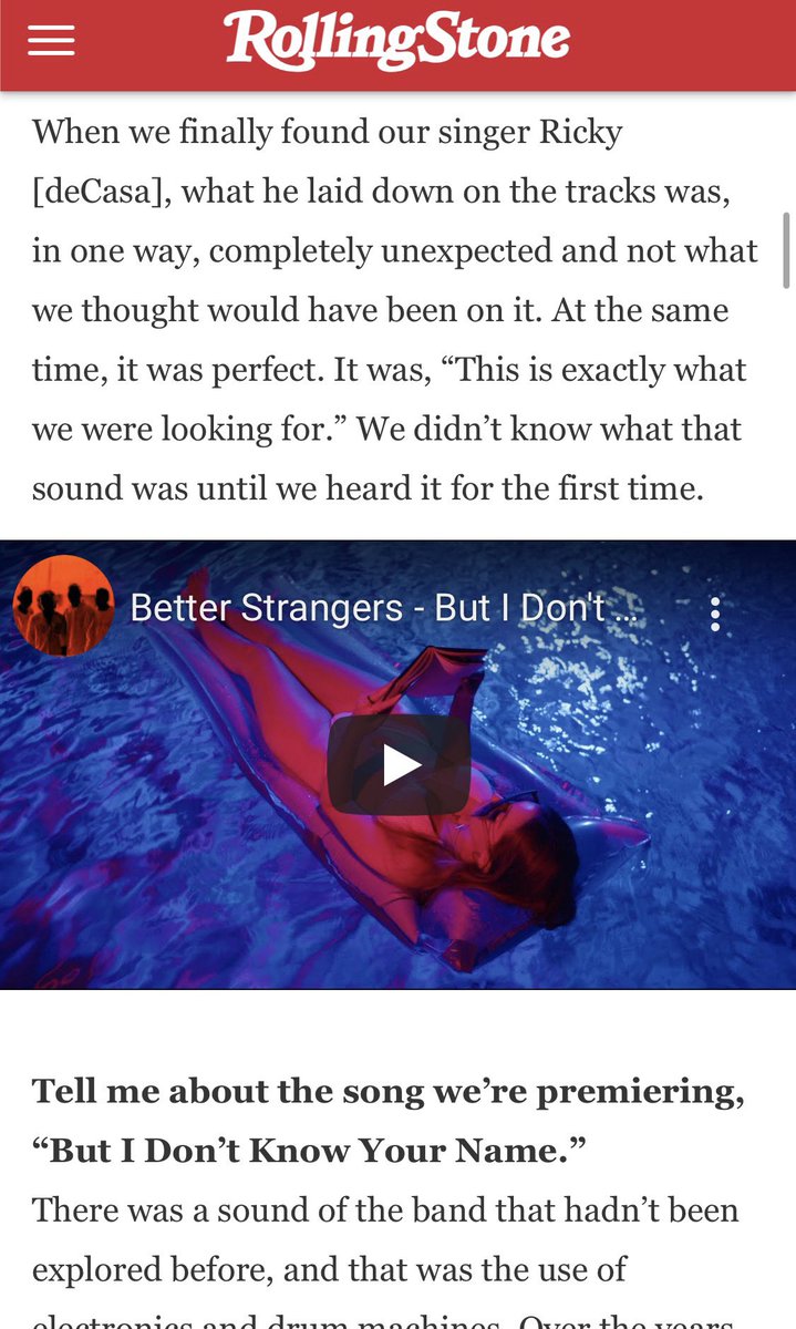 The music video for “But I Don’t Know Your Name” premiered today on <a href="/RollingStone/">Rolling Stone</a> 🤓 | Click the link in our bio to watch &amp; read the article 📚📖