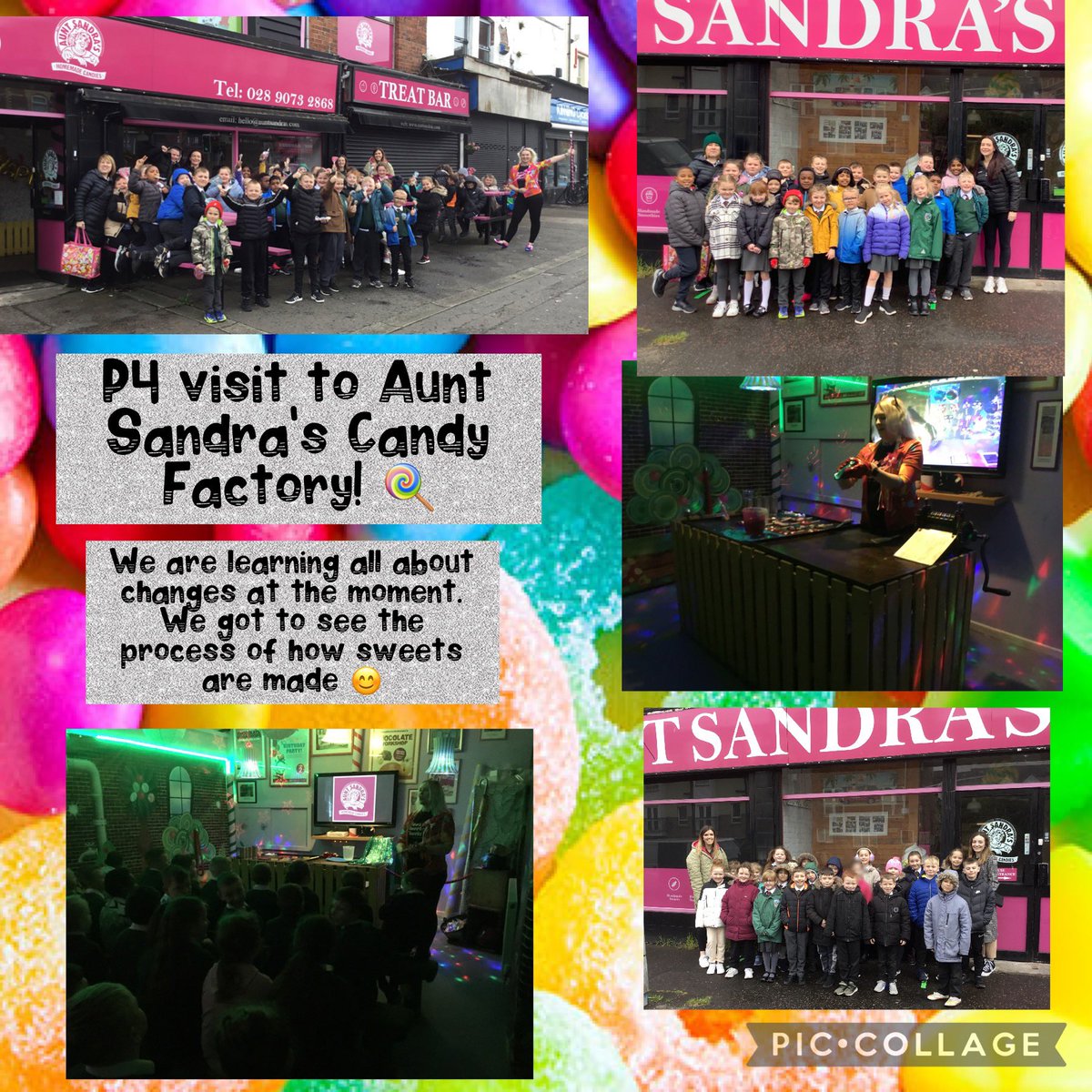 P4 had a brilliant day today at Aunt Sandra’s Candy Factory! Thank you to Chocolatey Claire for an amazing candy show 🤩