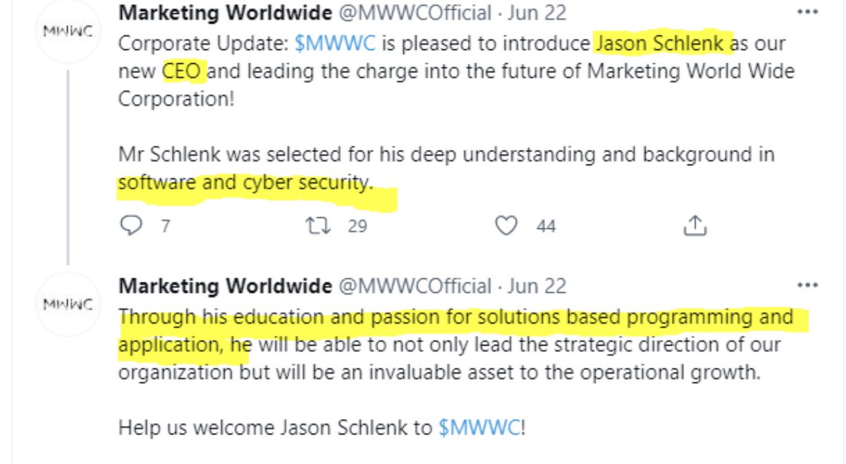 FunkyFlip's tweet photo. $MWWC 
♠️2.2B Float 
♠️ Marketing Worldwide Corporation is interviewing two PR Marketing Firms recommended by the BlockchainX team as the official $MNS launch date announcement approaches.
♠️Awesome record Jason Schlenk.
♠️Always bounce from this price
♠️Lunches crypto mining https://t.co/DkoHEQdNIA