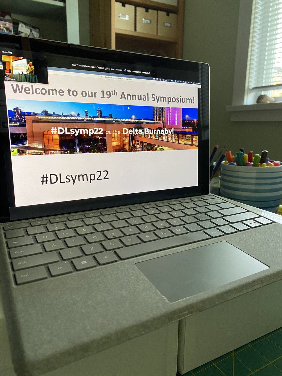 s_penner's tweet photo. Looking forward to the next 2 days packed full of learning at #DLsymp22 — waiving hello as one of the 130+ remote crowd. 
#edtechbc https://t.co/ZvA21h3CY6