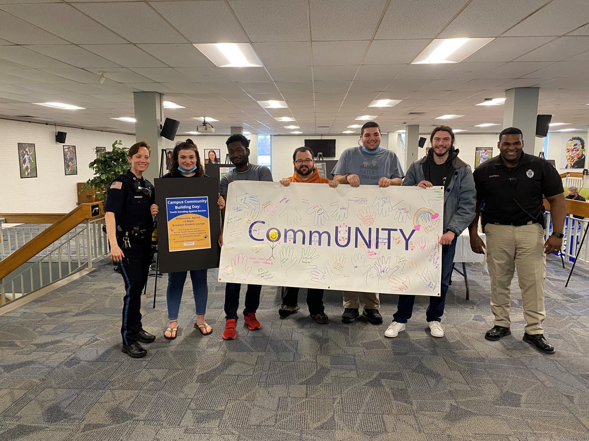 MassasoitCC's tweet photo. Yesterday, as part of the Mass. Student Advisory Council's annual Campus Community Day, our Student Senators created a CommUNITY banner to stand against racism. Students, faculty, &amp; staff came together and were encouraged to add their handprint, name, or words of support. https://t.co/i8x79swRaP