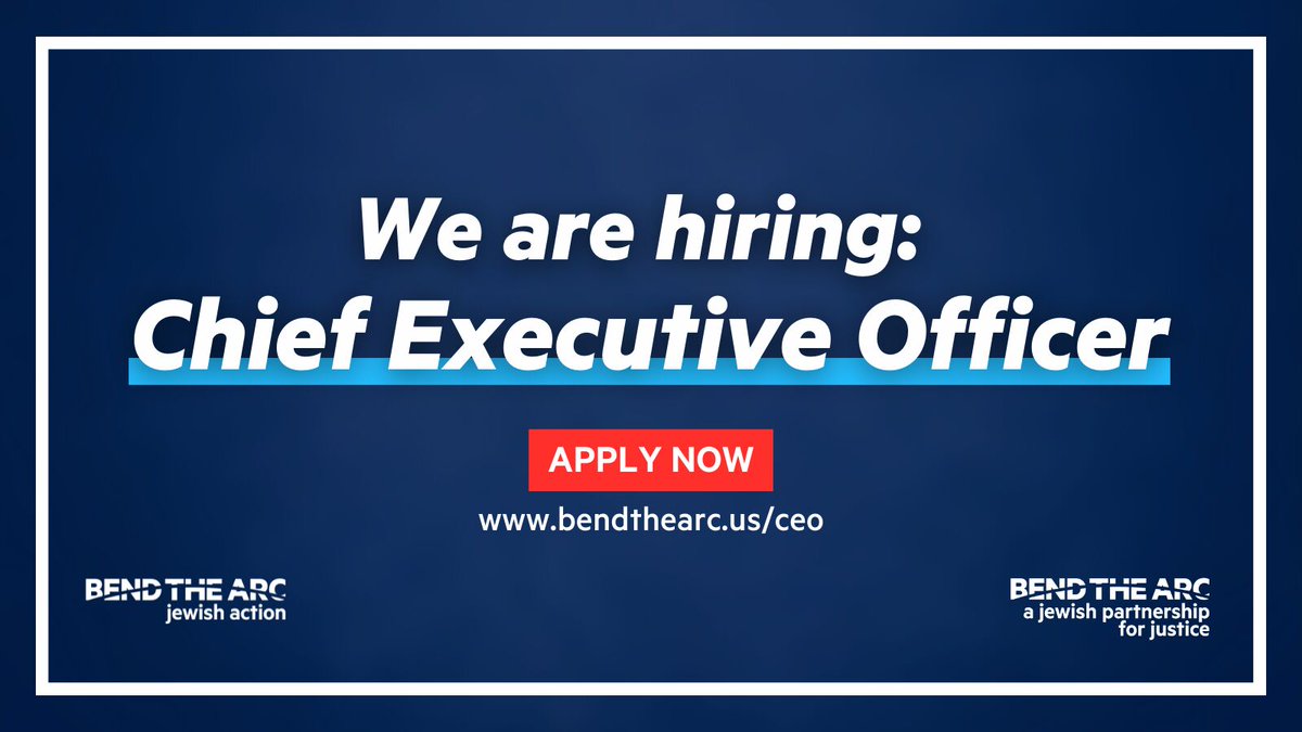 CEO Search! Bend the Arc: A Jewish Partnership for Justice is seeking a new CEO to chart the next phase of organizing American Jews toward our shared liberation.
npag.com/bta-ceo
Location Flexible - New York, DC, or California, preferred <a href="/jewishaction/">Bend the Arc: Jewish Action</a>