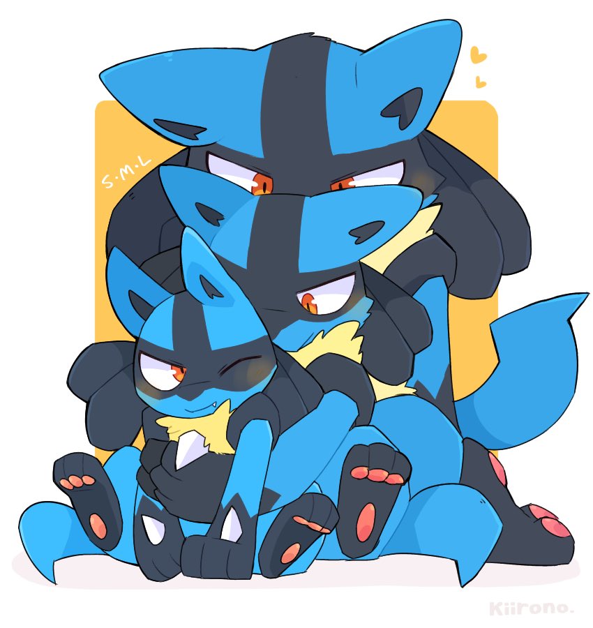 lucario black fur wolf boy pokemon (creature) furry blue fur sitting smile  illustration images