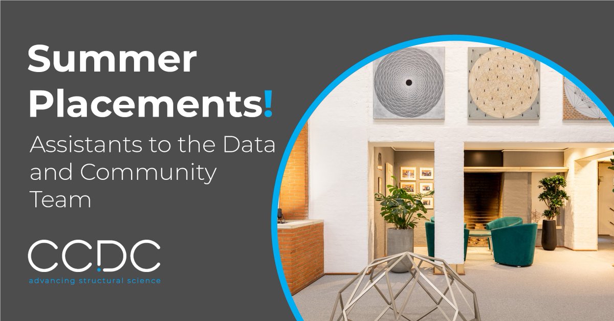 ccdc_cambridge's tweet photo. Hey #chemtwitter, tell your students: applications now open for summer placements in our Data + Community team! If you have a passion for science &amp; interest in creating educational resources, lets talk.
🕑 Apply by 29th April
📆 Placements July-Aug
🔗 https://t.co/brXjl2dDwL https://t.co/d3aj4J9iAP