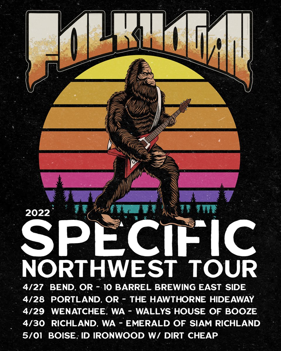 4/27 10 Barrel Brewing East Side - Bend, OR
facebook.com/events/6519952…
4/28 The Hawthorne Hideaway - Portland, OR
facebook.com/events/5028154…
4/29 Wallys House of Booze - Wenatchee, WA
facebook.com/events/1416544…
4/30 Emerald of Siam - Richland, WA
facebook.com/events/7312990…
5/1 Boise, ID