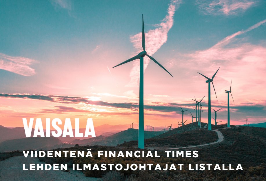 VaisalaSuomi's tweet photo. #Vaisala on sijoittunut viidenneksi FT-lehden eurooppalaisten yritysten Climate Leaders 2022 -listalla, jossa yrityksiä arvioidaan 2015-2020 tehtyjen kasvihuonekaasupäästövähennysten perusteella. 

Lisätietoja 👉 https://t.co/PZPdDDCIPB https://t.co/mpVJoLroJ0