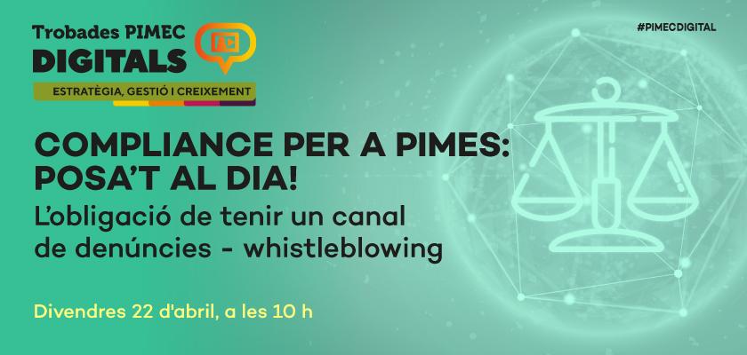 Pimec's tweet photo. Compliance per a pimes: posa’t al dia ‼️ #PIMECDigital
Amb @FortunyLegal @worldcompl i @co_resol posem en relleu la importància del programa de #compliance a les empreses, i el servei per apropar el compliance a les #pimes d’una manera àgil i senzilla.
👉 https://t.co/Pb5fzFHGml https://t.co/Rt4bfSOJcK