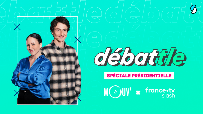 Francetele's tweet photo. 🗣 Les deux principaux médias de l'audiovisuel public à destination des jeunes, @francetvslash et @mouv, s'associent pour un numéro #Debattle spécial #Présidentielle2022
Une émission de débat à destination des 18-35 ans
▶ https://t.co/nU8G6c9Gpe https://t.co/CRWuBFtEBu