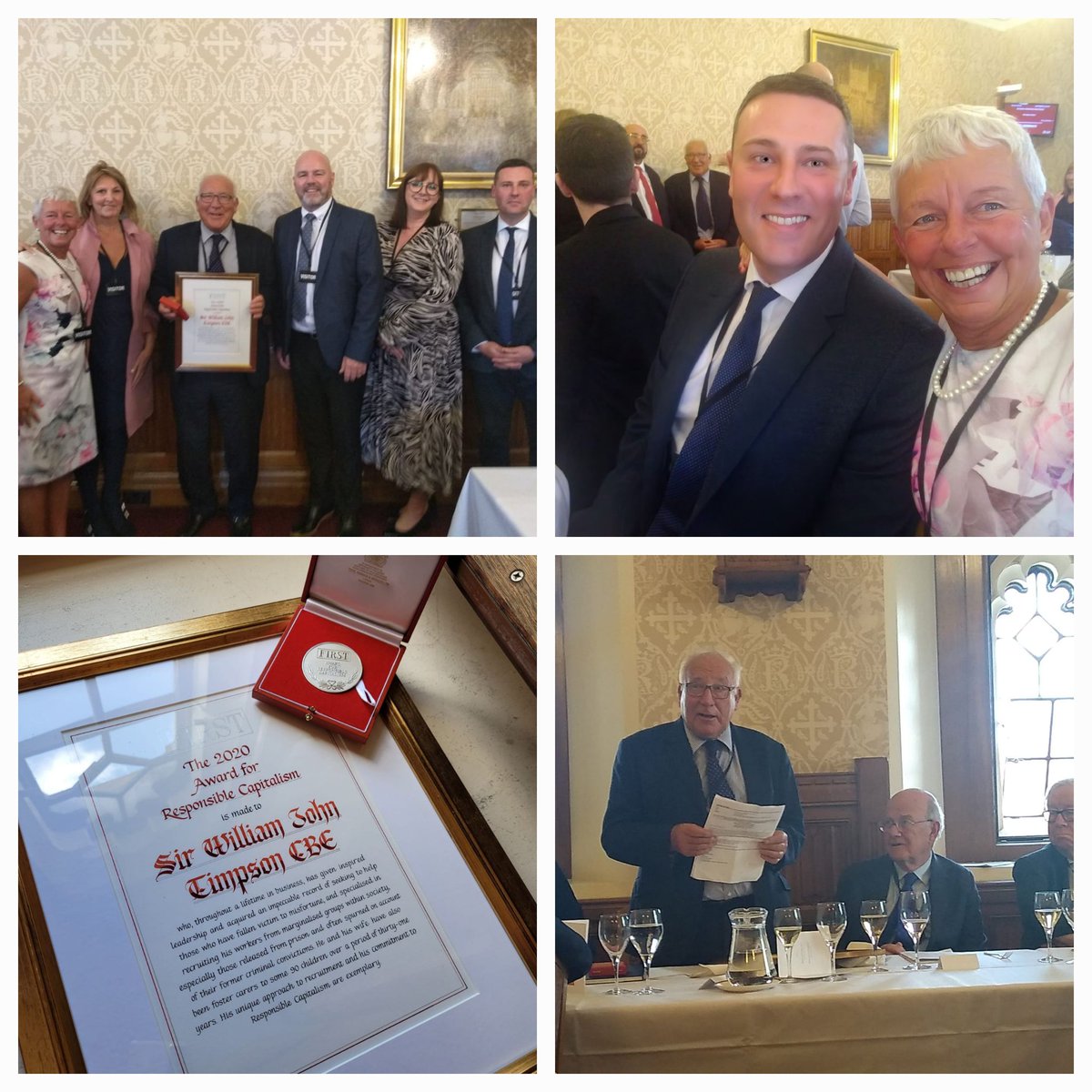Privileged to attend the House of Lords today with some of my colleagues to see our Chairman, Sir John Timpson receive the first responsible capitalism award. This was awarded due to our values &amp; the support we give to marginalised groups, including care leavers &amp; ex-offenders.