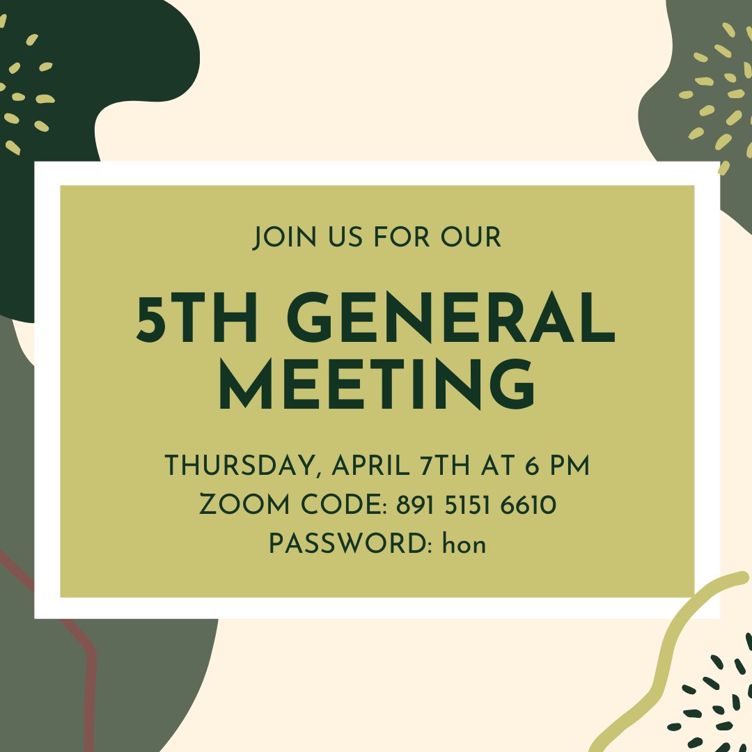 hon_ttu's tweet photo. Our fifth general meeting is tonight at 6PM on zoom! https://t.co/QyimHHLpF4