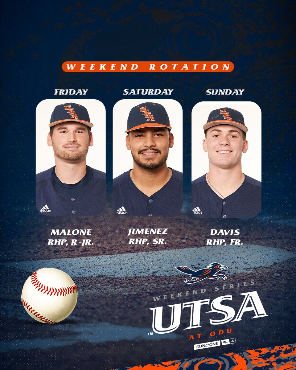 UTSABSB's tweet photo. Here's who will be starting on the mound for us this weekend!

 #BirdsUp 🤙 https://t.co/lBOpaAILz8