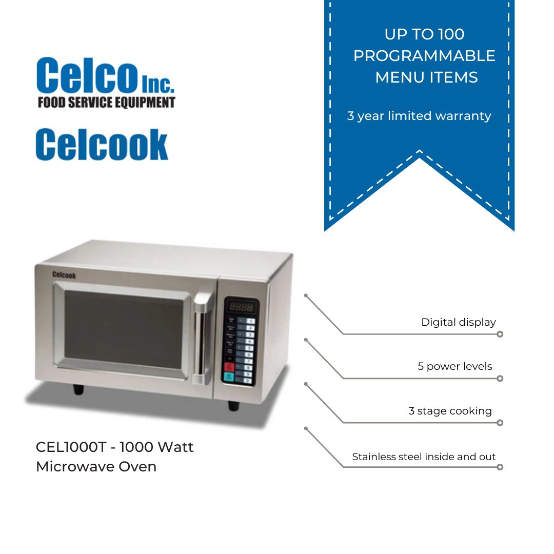 CelcoIncFSE's tweet photo. #Takeoutthursday
Beat takeout delivery time with our Celcook high-capacity microwave ovens!
Up to 100 programs with built-in filters, quiet operation, and EXCELLENT cooking results.
Contact us:
☎️ (866) 697-0103
https://t.co/UQR1pcLlTn
#eatlocal #takeout #celco #celcook https://t.co/c0dlzCvNIh