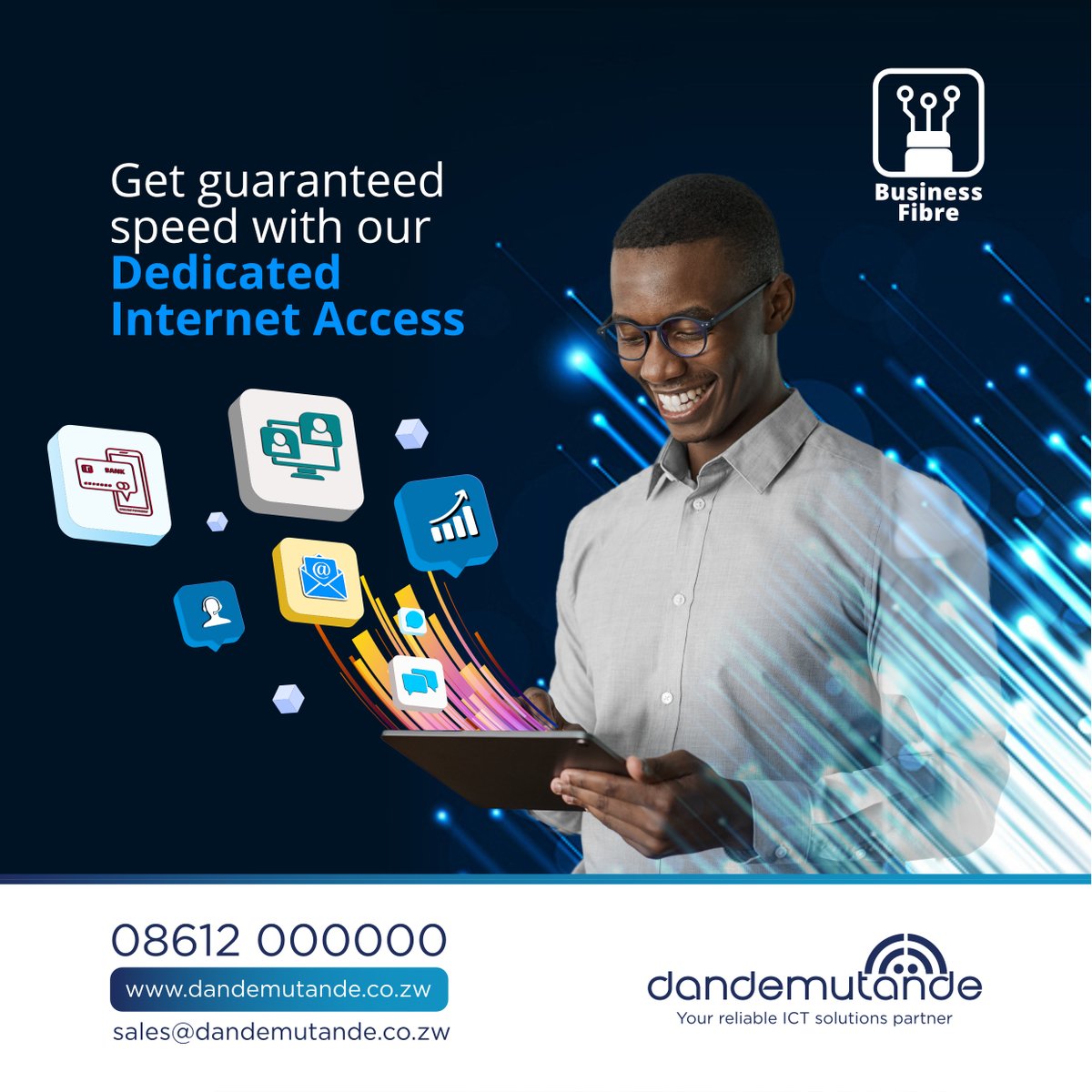 DandemutandeZW's tweet photo. Our Dedicated Internet Access (DIA) gives you peace-of-mind, helping your business stay connected with a high-speed, reliable, and secure internet connection.

#ThinkDandemutande
#FastBusinessInternet
#GuaranteedService
#CongestionFree https://t.co/o8LvQZqc2I