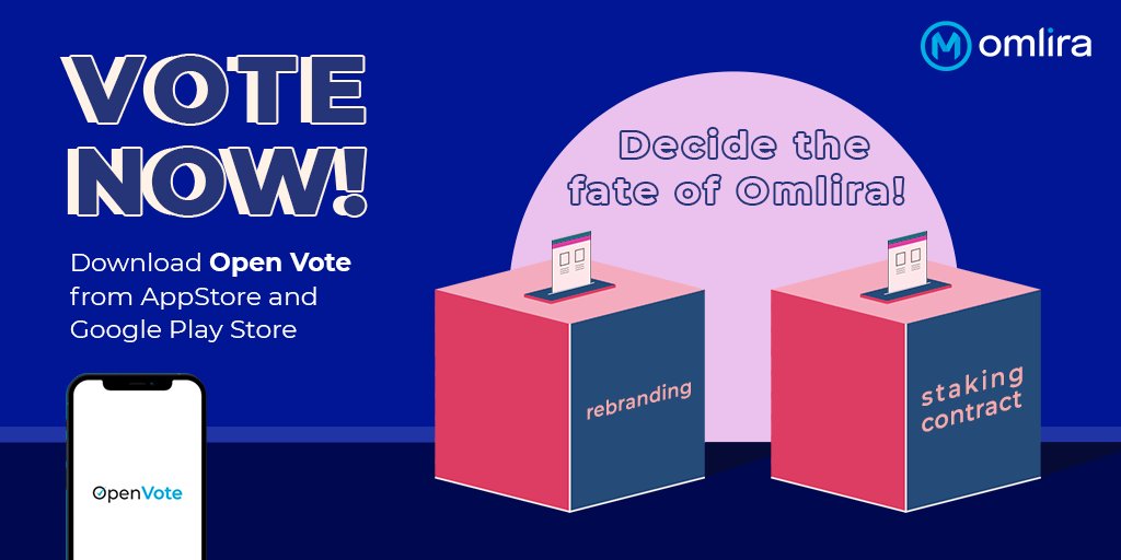 omchainio's tweet photo. Vote Now!

We want you to decide the fate of Omlira! Read our last proposals about the rebranding of Omlira and the staking contract and make your decisions!

📲iDownload Open Vote from AppStore and Google Play Store 

#Omlira #OpenMoney #openvote #stakingcontract #rebranding https://t.co/DUlSosYdoD