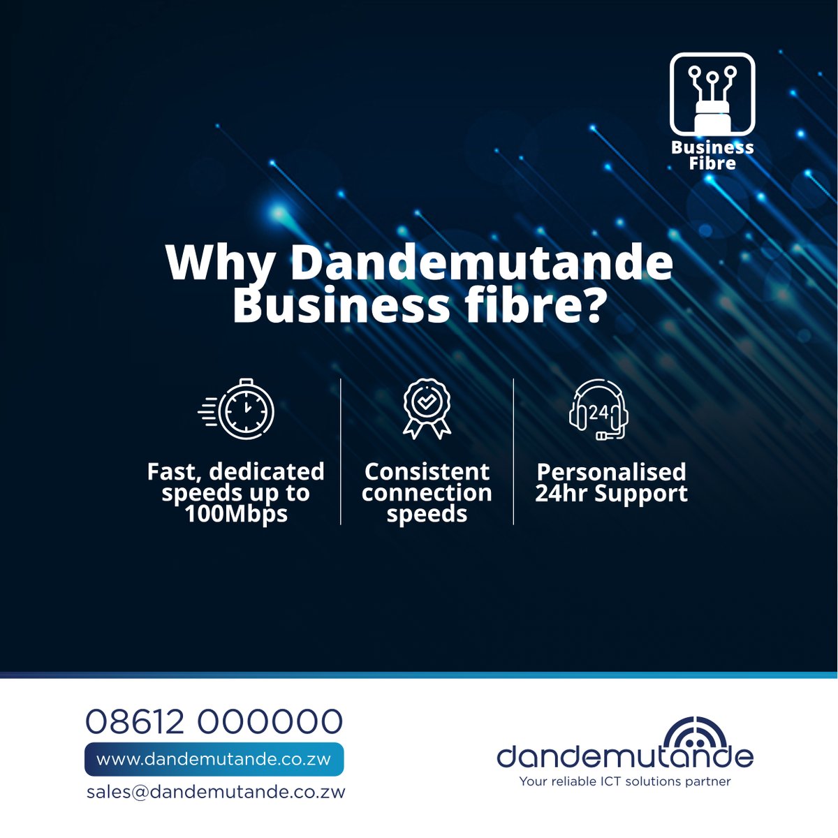 DandemutandeZW's tweet photo. Our Dedicated Internet Access (DIA) gives you peace-of-mind, helping your business stay connected with a high-speed, reliable, and secure internet connection.

#ThinkDandemutande
#FastBusinessInternet
#GuaranteedService
#CongestionFree https://t.co/o8LvQZqc2I