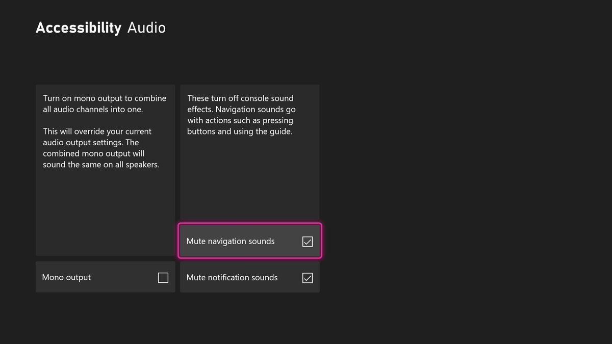 Hey Xbox! Whether you have auditory sensitivities or just want to navigate the Xbox guide, dashboard and virtual keyboard silently, here's how to find the new "mute system sound effects" features that went out to everyone starting yesterday. (1/3)