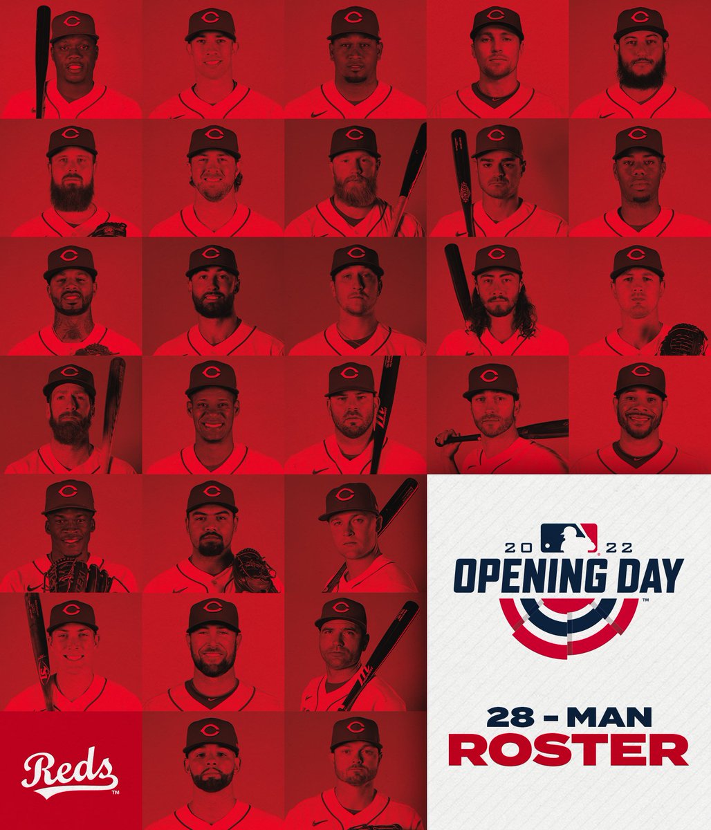 Reds's tweet photo. The 2022 Cincinnati Reds #OpeningDay roster❗️ https://t.co/wPDBK1HetJ