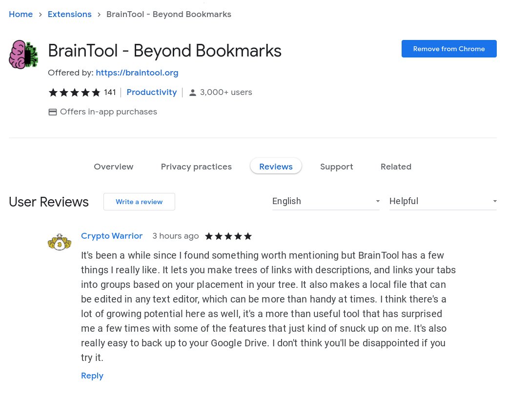 Warrior_Bitcoin's tweet photo. @ABraintool I really love the #new #changes to the #BrainTool #Bookmark layout for the side panel! Especially the form when you use the #browser #extension to add a website. Here's a #screenshot of my #review.

https://t.co/H7QkpiiQSE
#Bookmarking #Awesome #Addon https://t.co/Mitp24zNjX