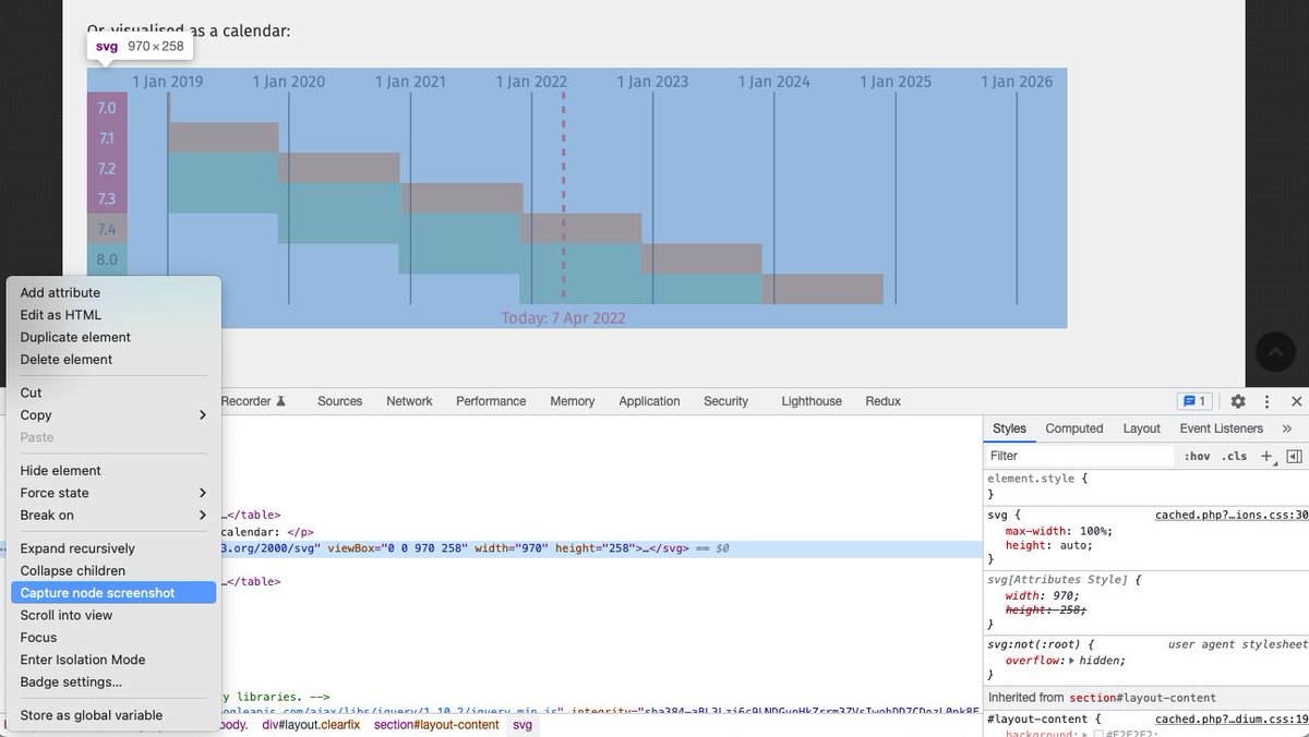 DevAntoine's tweet photo. Vous voulez télécharger un SVG présent sur un site web en PNG ?
Dans Chrome, clic droit sur le SVG, "Inspecter l'élément", cliquer sur les trois points à gauche de la balise <svg> puis "Capture node screenshot". 🤓 https://t.co/3jD1uVjppR