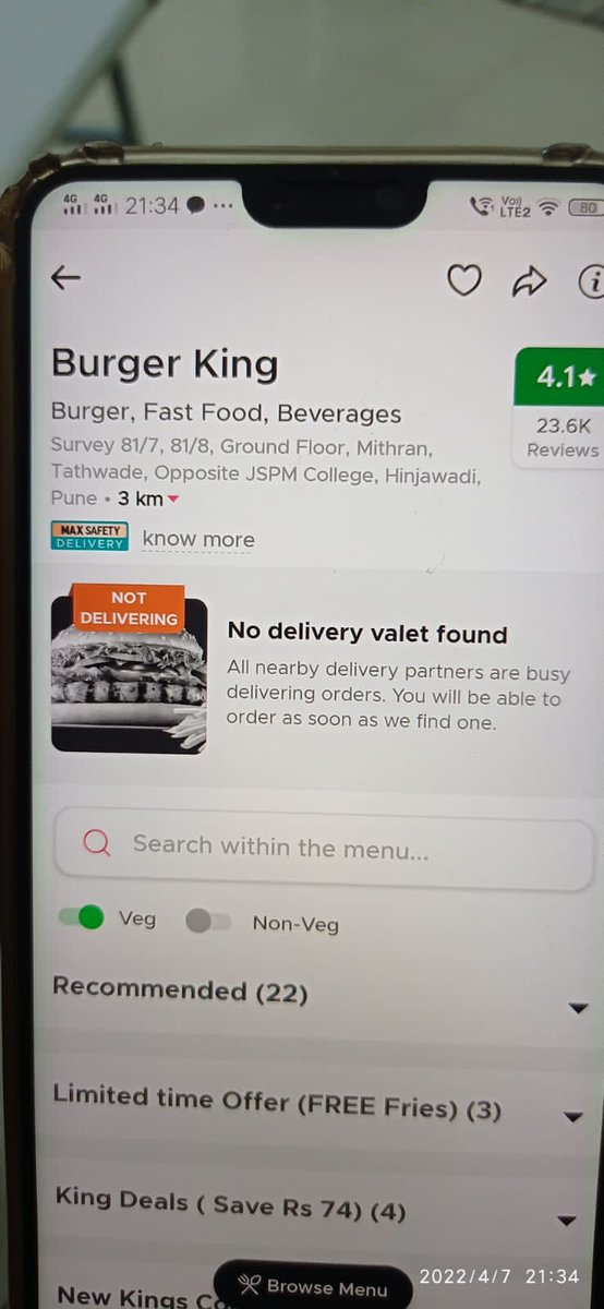 iprasadkulkarni's tweet photo. @zomato @deepigoyal So is this how you are treating Pro customers? #Shame #Zomato @aboli_kulkarni https://t.co/oTA6zjSStn