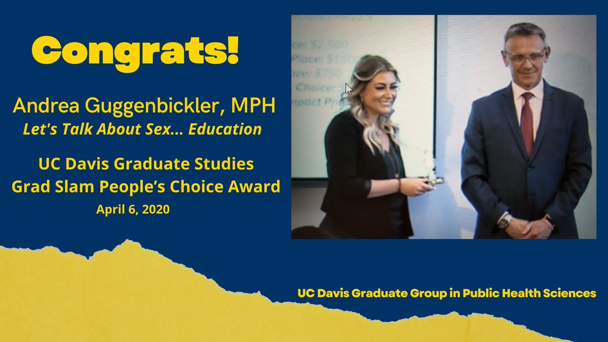 csdresearch's tweet photo. Congratulations @andrea_m_gugg! @UCDavis_HPM @UCDavis_PHS #PublicHealth #UCDavis https://t.co/F2ej0d5yU9