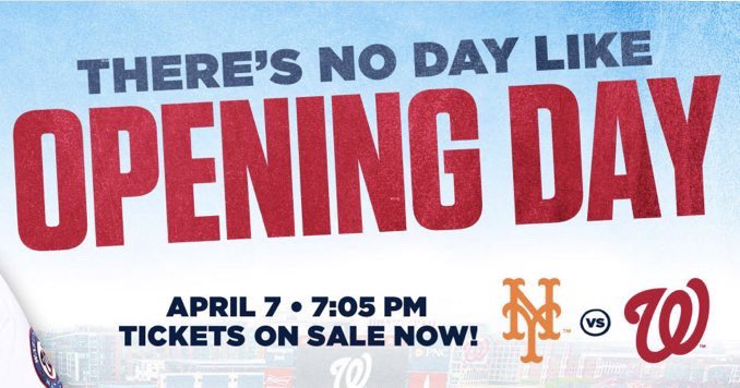 Retweet to WIN 2 FREE tickets to Opening Day🚨TONIGHT at Nats Park.

𝟮 (two) 𝗪𝗜𝗡𝗡𝗘𝗥𝗦 win 𝟮 free 𝘁𝗶𝗰𝗸𝗲𝘁𝘀 each. 

Winners picked 3pm today