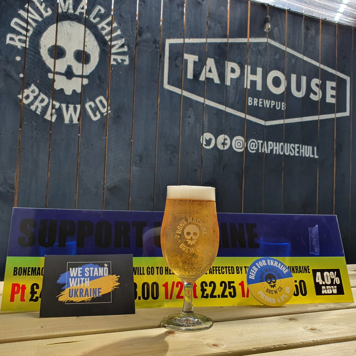 taphousehull's tweet photo. We are proud to announce the charity beer brewed by @bonemachinebrew has raised over £2040 for those most vunerable and affected by the conflict in Ukraine, via the St Lukes Bridge - Hull to Lviv organisation.
Thankyou for everyone who donated via this beer!

#supportukraine https://t.co/MDQQclC762