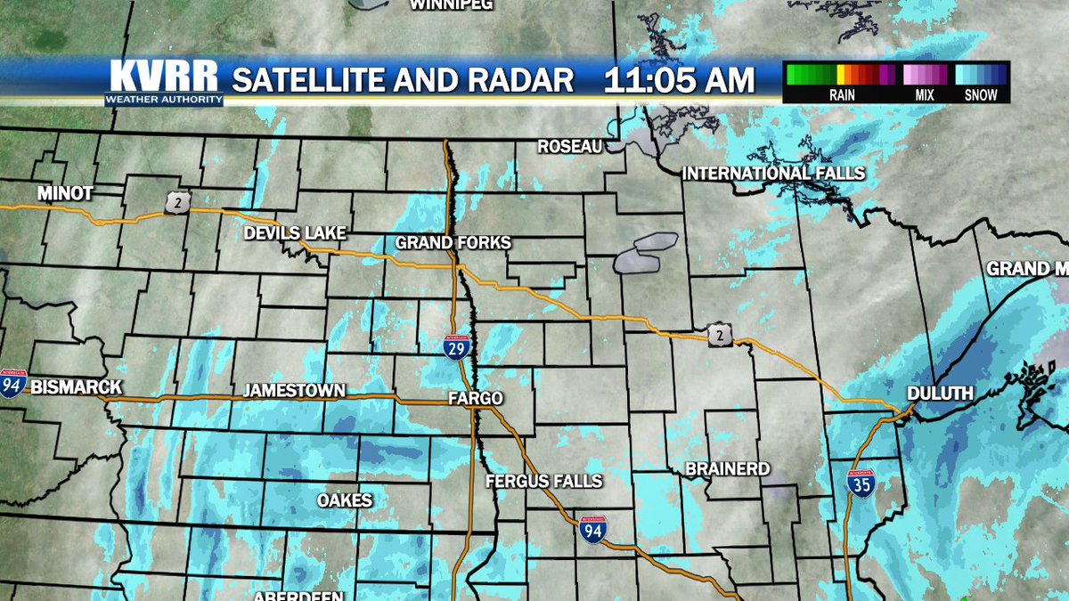 WxWithMarshall's tweet photo. Snow will wrap up around midday, but the melting will really start on Friday.  See how the rest of the weekend is shaping up at https://t.co/inKbdWvzov.  #ndwx #mnwx https://t.co/fTBGBwepiR
