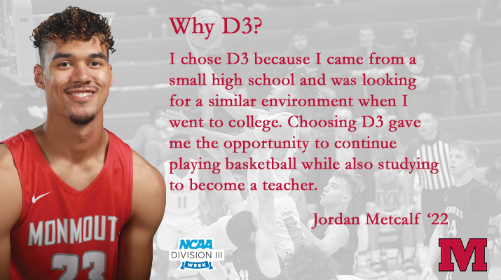 Third up today is the man in the middle from <a href="/ScotsMHoops/">Monmouth Men's Hoops</a> Senior @Jordan35Metcalf! #RollScots #D3Week #WhyD3