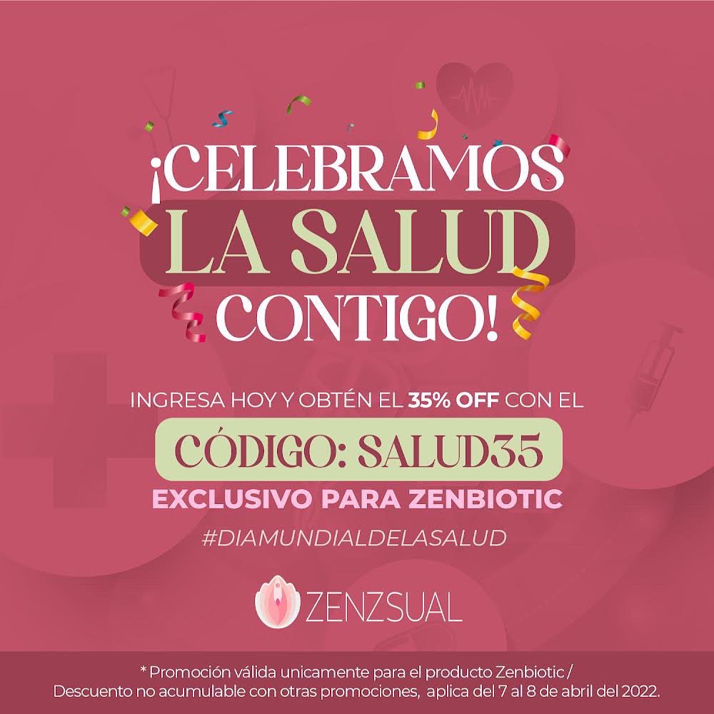 tusaludintima's tweet photo. Tu salud intima hace parte esencial de tu salud integral, cuidar de ti hasta en lo más intimo, es tu compromiso diario. Hoy se celebra el día mundial de la salud y queremos celebrarlo con un descuento de 35% OFF en Zenbiotic. 

Canjea tu cupón en https://t.co/iIR3m8XaLu https://t.co/ytKDZ30SiZ