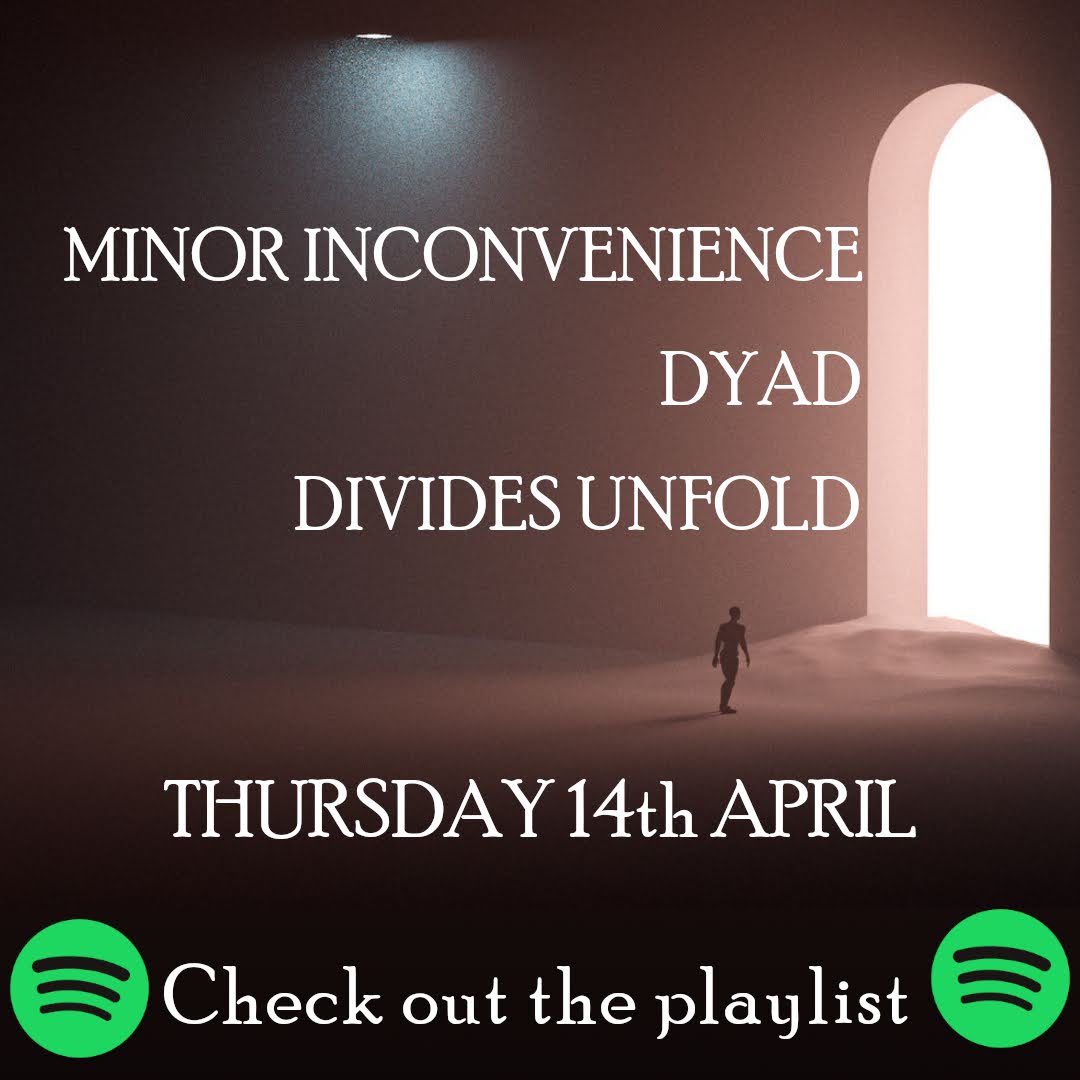 Only a week until our show at Speakeasy with <a href="/dyadband/">DYAD</a> and Divides Unfold! Check out the playlist to get a taste of the great music you’ll be hearing soon! open.spotify.com/playlist/4gRMp…