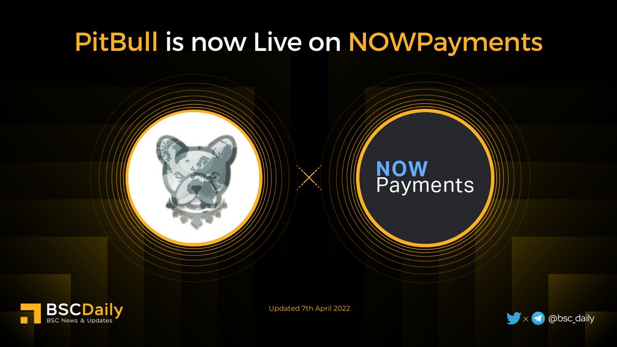 BSCDaily (@bsc_daily) on Twitter photo 🔥 <a href="/BscPitbull/">Pitbull Token</a> is now Live on <a href="/NOWPayments_io/">NOWPayments</a> 🚀
👉From NOW on you can use $PIT for
💸Payments, via API, #eCommerce plugins, invoices
🫂Donations, with widgets, links, buttons
🍾Mass Payouts, for salaries & bonuses
Which are the next platforms?🚀
#BSC #BNB #PITbull #Metaverse 🔥 <a href="/BscPitbull/">Pitbull Token</a> is now Live on <a href="/NOWPayments_io/">NOWPayments</a> 🚀
👉From NOW on you can use $PIT for
💸Payments, via API, #eCommerce plugins, invoices
🫂Donations, with widgets, links, buttons
🍾Mass Payouts, for salaries & bonuses
Which are the next platforms?🚀
#BSC #BNB #PITbull #Metaverse