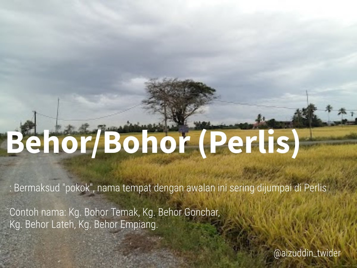 sjfi_twider's tweet photo. Pernahkah anda ke Perlis? Perasan tak di kawasan Kangar, Arau dan Simpang Empat banyak kampung dengan awalan ini?

#Behor #Perlis
#NamaTempatUnikMalaysia
#AwalanKerap
#PlaceSuffixes https://t.co/Vu43489oRI