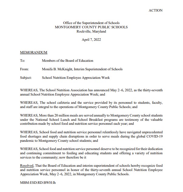 MCPS on Twitter "Today mocoboe recognized food and nutrition service