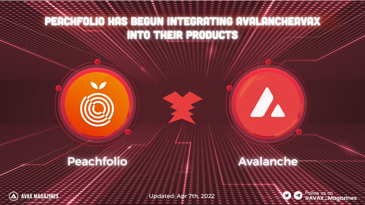 AVAX_Magazines's tweet photo. 🎯@peachfolio announces the start of work on integrating @avalancheavax  into their ecosystem products🥳🥳

🤩Soon users can use analytical tools for the #AVAX  token👏👏

#AVAX  $AVAX $PCHF #AvaxMagazines https://t.co/wRz06B1Bye