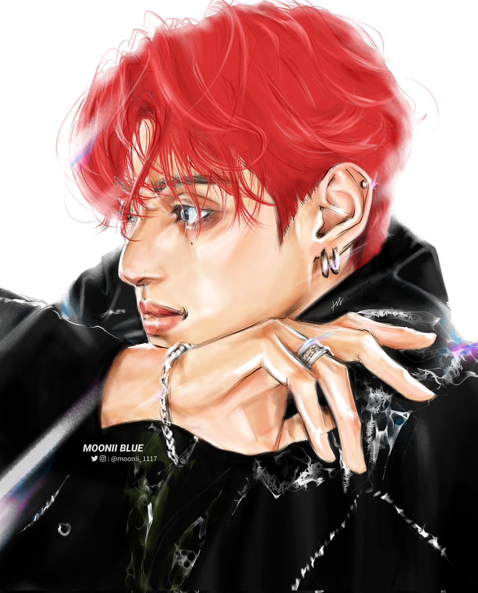 jewelry solo ring red hair 1boy mole under eye mole  illustration images