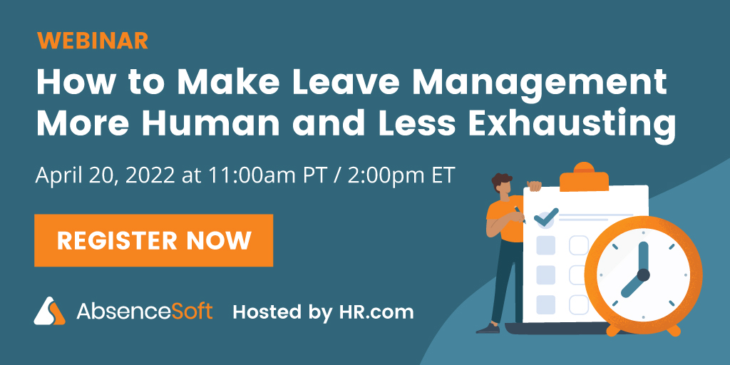 Join AbsenceSoft and <a href="/HRdotcom/">HR.com</a> to discuss how to put the “human” back in HR with compliant leave management strategies! 

Registration is free - We can't wait to see you there!
hubs.li/Q017Gfjk0