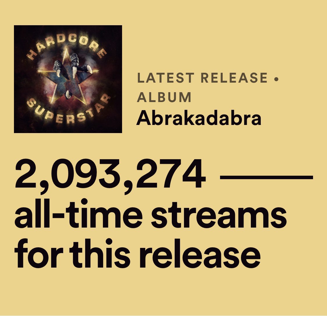 We’ve had over 2 million streams so far for #Abrakadabra, on Spotify alone!! 😳 You guys are unbelievable!! Thank you all so much for the love and support, it means the world to us!! orcd.co/hcssabrakadabra #hardcoresuperstar #hcss
