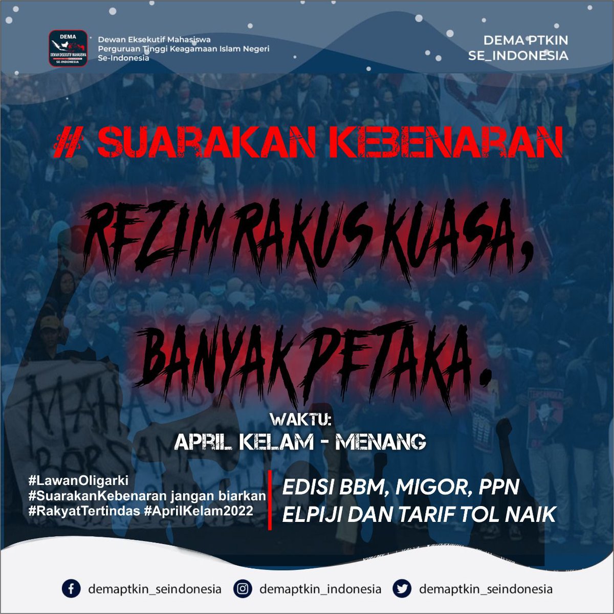Suarakan Kebenaran
#RakyatBersamaMahasiswa #MahasiswaBersamaRakyat