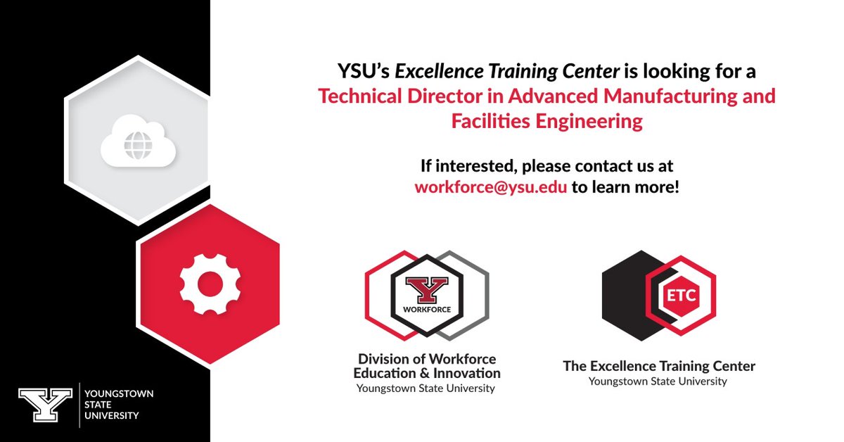 YSU_Workforce's tweet photo. The Division of Workforce Education and Innovation is now hiring a Technical Director in Advanced Manufacturing and Facilities Engineering! 

To learn more about this position click HERE: https://t.co/xH4dmFbWuA

#jobapportunity #jobalert #technicaldirector https://t.co/A276pH7FID