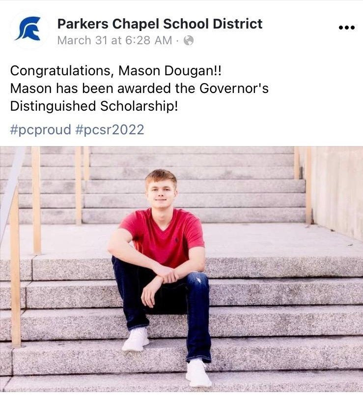 Mason_D16's tweet photo. Very thankful to have received the Arkansas Governor's Distinguished Scholarship! https://t.co/ZScoInBmo9