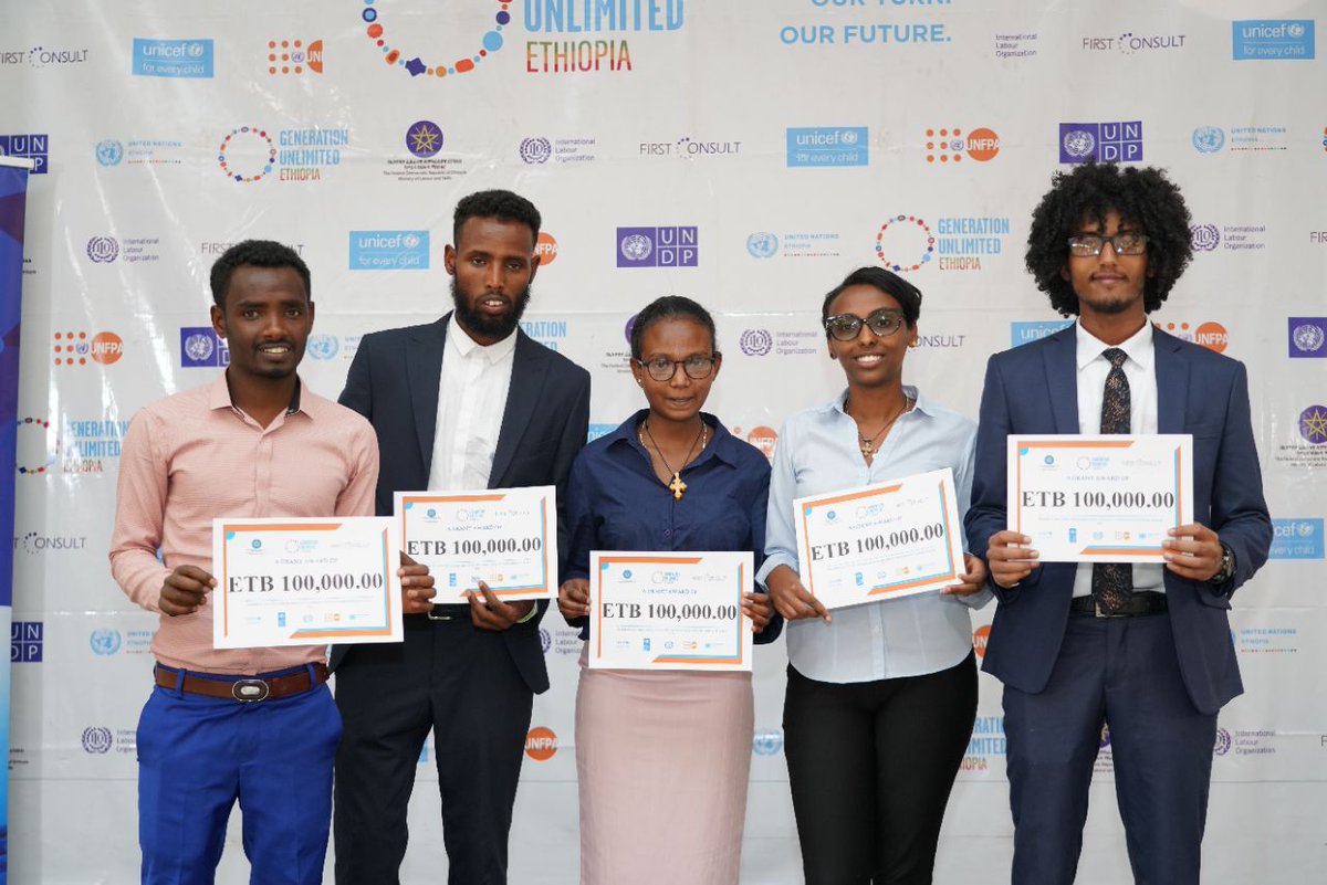 GenUChallengeET's tweet photo. Best wishes to the 5 #finalist #teams who will be pitching their business #ideas before a panel of #judges tomorrow @theGenUYouthChallengeEthiopia2022 closing ceremony. Good luck!
@FirstConsultEth
#GenerationUnlimited 
#የሥራናክህሎትሚኒስቴር 
#UnicefEthiopia 
#undpethiopia https://t.co/89XLdKWeBB