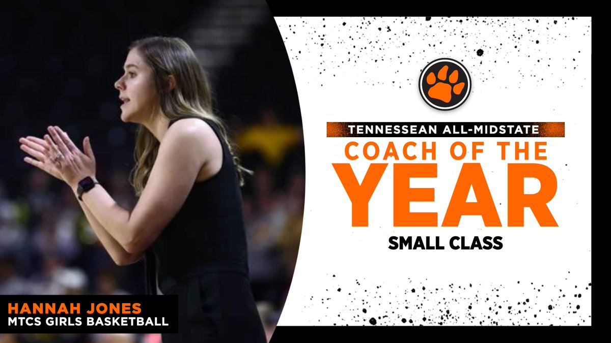 MTCSAthletics's tweet photo. Congrats to our Girls Basketball Coach Hannah Jones on being named All-Midstate Small Class Coach of the Year by The Tennessean! #GoCougars https://t.co/k61VeMJu0X