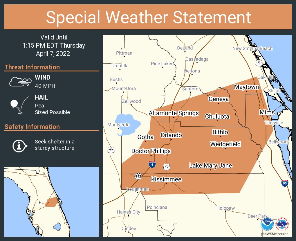 NWS Melbourne on Twitter "A special weather statement has been issued