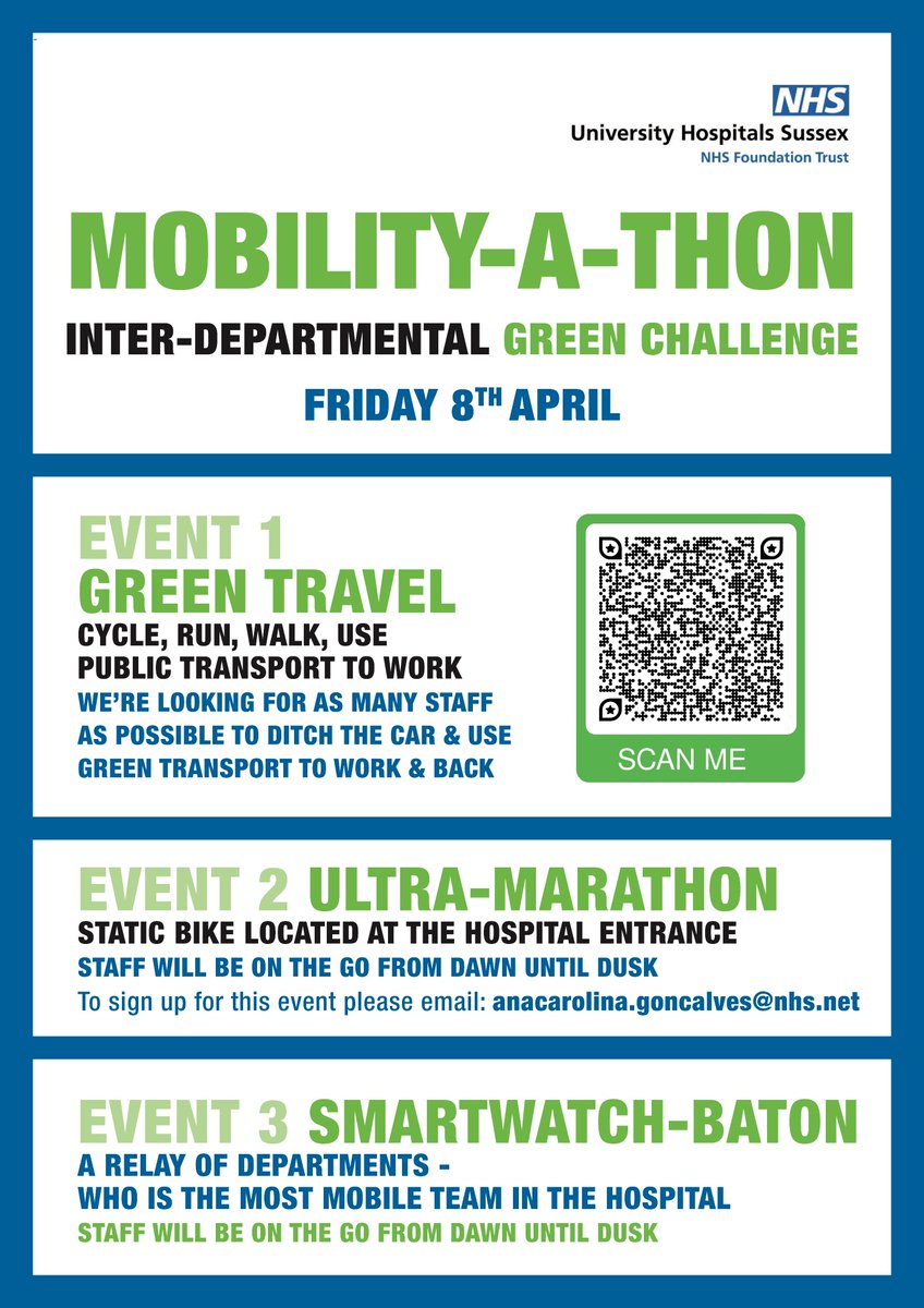 To coincide with <a href="/BrightonMarathn/">Brighton Marathon Weekend</a> we're doing a mobility-a-thon at Worthing Hospital tomorrow to raise awareness of the many physical &amp; mental benefits of exercises great resources: <a href="/movingmedicine/">Moving Medicine</a> <a href="/UHSussex/">University Hospitals Sussex</a> <a href="/UHSussexWest_CC/">Critical Care Department @UHSussex West</a> <a href="/WSHTresearch/">WSHTresearch</a> <a href="/RespiratoryWsht/">UHS Respiratory Physiotherapists (WSHT legacy)</a> <a href="/WSHFTphysio/">WSHFTphysiotherapy</a>