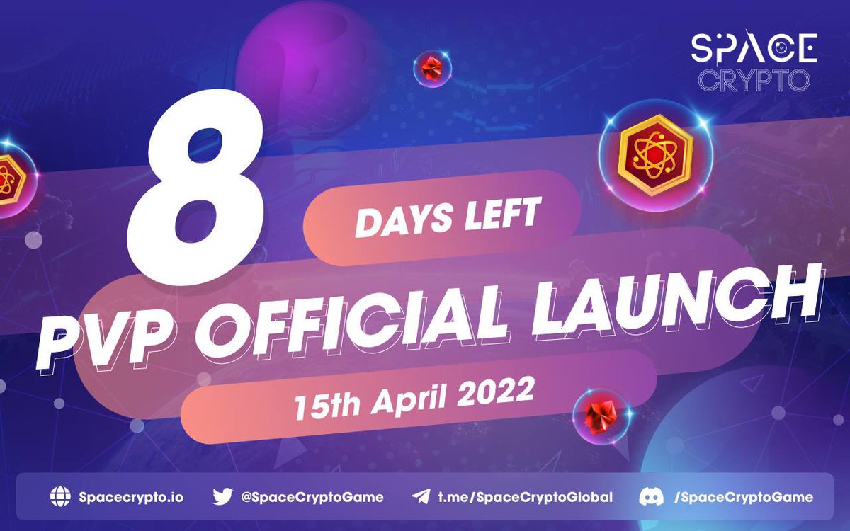 SpaceCryptoGame's tweet photo. 🔥8 Days before PVP Mode Official launch 
⏰3:00 PM UTC at 15 April 2022
🔥Available on https://t.co/rpjsILYK20
What you need to know:
1️⃣-Ticket will be sold by SPEs 
2️⃣-A room has around 40 players
3️⃣-90% of pool rewards will be delivered to THE BEST WINNERs
#SpaceCrypto #SPG https://t.co/FBbY4qGc9X