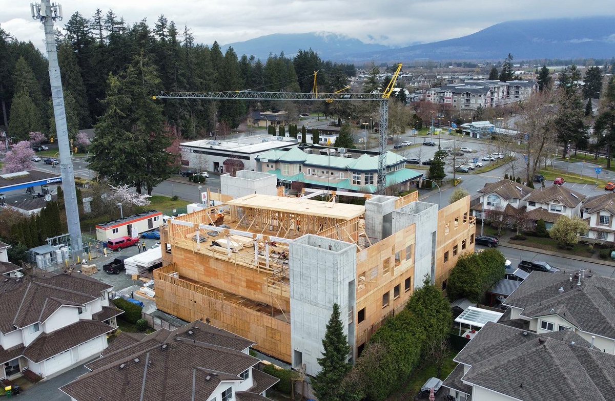 JD_arch_'s tweet photo. Construction on the new Pitt Meadows Fire Hall has been moving along quickly since our last site visit. The installation of the CLT walls and roof are nearly complete. Stay tuned for more #PMFH updates to come! #masstimber #clt #pittmeadowsfirerescue #jacobbrosconstruction https://t.co/PoGEQiDSeK